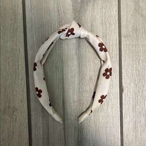 Floral White and Brown Headband
